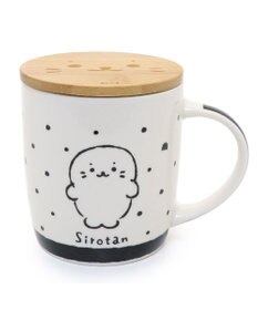 Mother garden しろたん フタ付き マグカップ 390mL 《ブラック・水玉柄》 単品