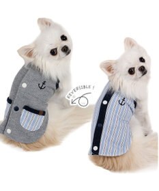ローズページ　犬服ハンドメイド ペットパラダイス やさしいベスト 《錨 刺繍》 背中開き 小型犬
