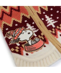 PET PARADISE スヌーピー 背中開き ニット雪遊び柄 《レッド》 小型犬
