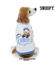 PET PARADISE スヌーピー Tシャツ 《ファインプレー柄》 白色 中型犬 大型犬