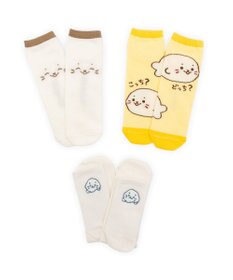 Mother garden しろたん 靴下 スニーカー丈 ショート丈 3足セット 25～27cm 《にっこりブラウン こっち？どっち？ ゆるゆる刺繍ホワイト》
