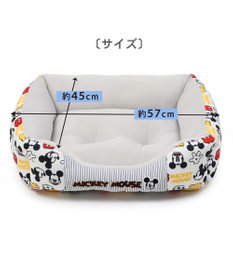PET PARADISE ディズニー ミッキーマウス アイコン柄 四角  クール カドラーベッド（57×45cm）