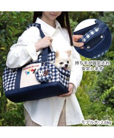 PET PARADISE リサとガスパール ギンガムキャリーバッグ  《紺》S 超小型犬 約1.5～4㎏