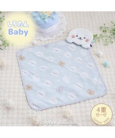 Mother garden しろたん 総柄 ガーゼ マスコット付き ハンドタオル  30cm×30cm