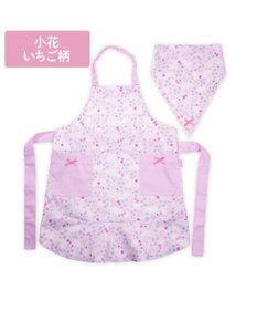 Mother garden マザーガーデン フリルエプロン 三角巾付き 130～150cm 《小花いちご柄》