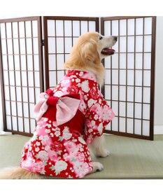 ペットパラダイス 着物 《 牡丹桜柄 》 中型犬 大型犬, 赤, ＳＭ