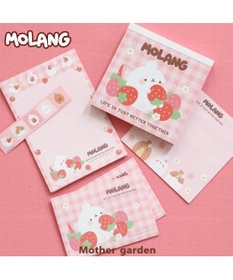 Mother garden マザーガーデン MOLANG モラン スクエアメモ & ミニレターセット いちご柄