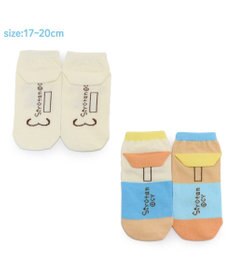 Mother garden しろたん スニーカー丈ソックス 2足セット 17~20cm 《顔ぼんドーナツ/お友達カラフル》