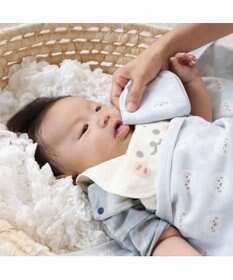 Mother garden しろたん 総柄 ガーゼハンカチ 四重ガーゼ ベビータオル