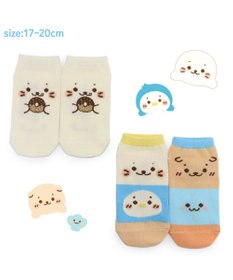 Mother garden しろたん スニーカー丈ソックス 2足セット 17~20cm 《顔ぼんドーナツ/お友達カラフル》