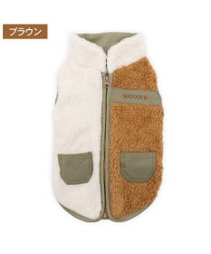 PET PARADISE ペットパラダイス 切替え 背開き ジップアップ ベスト 《ブラウン》 小型犬