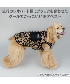 PET PARADISE Lee レオパード柄 ボアベスト 《ブラック》 中型犬 大型犬