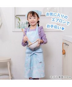 Mother garden マザーガーデン フリルエプロン 三角巾付き 130～150cm 《ふわねこ柄》