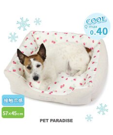 PET PARADISE ペットパラダイス 苺柄 接触冷感 クールカドラーベッド(57×45cm)