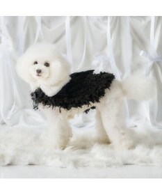 PET PARADISE cherircouture ドットリボン ポンチョ 《ブラック》 小型犬
