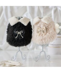 PET PARADISE cherircouture ドットリボン ポンチョ 《ブラック》 小型犬