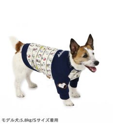 PET PARADISE スヌーピー パッチ付き 長袖 Tシャツ 《 ネイビー》【小型犬】