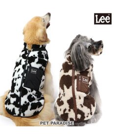 【茶色い犬】VIPセット Lee 背開き ボア ベスト 牛柄 《ブラウン》 小型犬 / PET