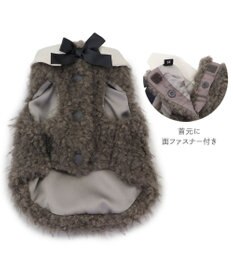 PET PARADISE cherircouture メニーリボンファーベスト 《グレー》 小型犬