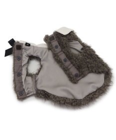 PET PARADISE cherircouture メニーリボンファーベスト 《グレー》 小型犬