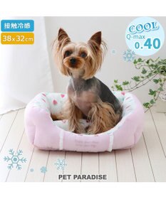PET PARADISE ペットパラダイス クールカドラー 角型《いちご＆お花柄》 超小型犬 38×32cm S