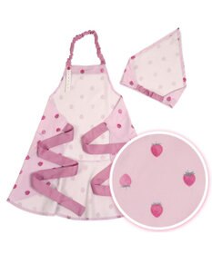 Mother garden マザーガーデン 野いちご キッズエプロン & 三角巾 セット 《レトロストロベリー柄》 130～150cm