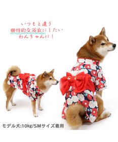 PET PARADISE 犬の服 夏 犬服 浴衣 椿柄 赤 【中型犬】 【大型犬】