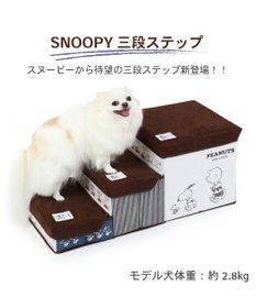 PET PARADISE 犬 ステップ 階段 スヌーピー 3段 ステップ 収納付きフレンズ柄