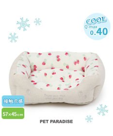 PET PARADISE ペットパラダイス 苺柄 接触冷感 クールカドラーベッド（57×45cm）