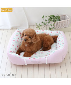 ペット用品　いちご　あごのせ　ジャバラ　コットカバー　ハンドメイド いちごプリントダブルガーゼ ハウスペットベッド（1686178