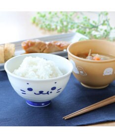 Mother garden しろたん ごはん粒がくっつきにくい ご飯茶碗 《大盛》 《顔ぼん柄/しろたん&らっこいぬ柄》 単品