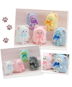 Mother garden しろたん ついてきちゃうしろたん マスコット 着せ替え服 《にゃんこポンチョ 青》 単品