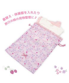 Mother garden マザーガーデン  野いちご 巾着 《小花いちご柄》 大