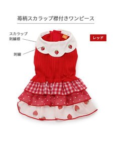 PET PARADISE ペットパラダイス 苺刺繍 ワンピース  スカラップカラー 《レッド》 小型犬