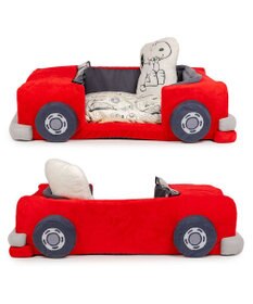PET PARADISE スヌーピー マイカーカドラー 《レッド》 92×60cm Ｌ 小型犬