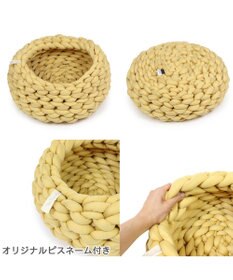 PET PARADISE 編み カドラー ベッド 大 (50cm) 《ピンク/ グレー /ブルー/ マスタード》