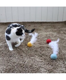 PET PARADISE ペットパラダイス 猫 羊毛ボール 羽付き 【単品】