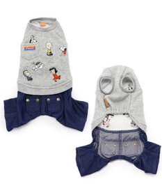 PET PARADISE スヌーピー パンツ つなぎ 《刺繍 ホワイト グレー》【小型犬】