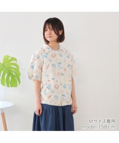 Mother garden しろたん アロハシャツ 半袖 《 駄菓子 / 黒 》 ユニセックス 男女兼用