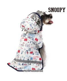 PET PARADISE スヌーピー  レインコート 透明フード付き 《アメリカンビンテージ柄》 小型犬