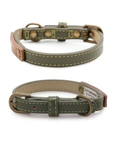 PET PARADISE ペットパラダイス 合皮 首輪 《カーキ》 小型犬 ３S