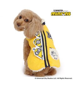 PET PARADISE ミニオン 背中開き 遠赤外線 綿入り ベスト ジップアップ 小型犬