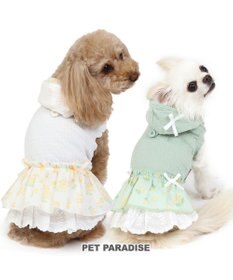 PET PARADISE 犬の服 犬 ワンピース 【小型犬】 ミモザ ホワイト グリーン