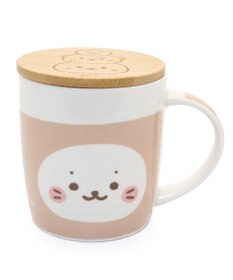 Mother garden しろたん フタ付き マグカップ 390mL 《ベージュ・おともだち柄》 単品