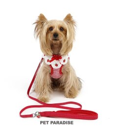PET PARADISE ペットパラダイス ハーネス&リード スカラップカラー《いちご柄》 4S / 3S 小型犬