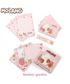 Mother garden マザーガーデン MOLANG モラン スクエアメモ & ミニレターセット いちご柄