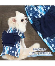 即納✨犬の浴衣犬用本格本染浴衣 S ブルー×ネイビー 男の子 角帯 ゆかた 犬服 即納✨犬の浴衣犬用本格本染浴衣 S ブルー×ネイビー 男の子