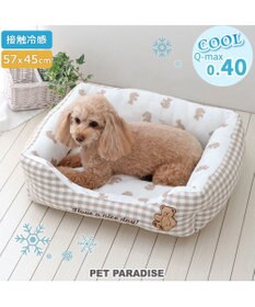 PET PARADISE ペットパラダイス  クール 四角カドラー 《くまチェック柄》 中型犬
