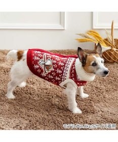 PET PARADISE スヌーピー 背中開き ニットセーター 《スキー柄》レッド  小型犬