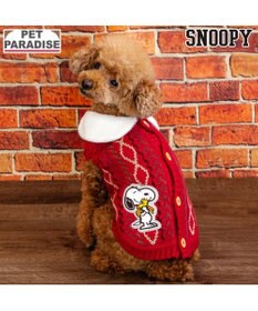 PET PARADISE スヌーピー ハグ 背開き ニット 《レッド》 小型犬